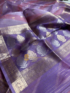 Pure Kora Silk Handloom Banarasi Saree - All Over Kadhua Motifs