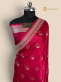 Rani Pink Premium Mashru Katan Silk Banarasi Saree - Floral Motifs