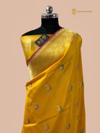 Regal Yellow Pure Katan Silk Handloom Banarasi Saree - All Over Meenakari Motifs