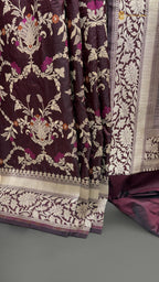 Regal Pure Katan Silk Handloom Banarasi Saree - All Over Jaal Work With Meenakari