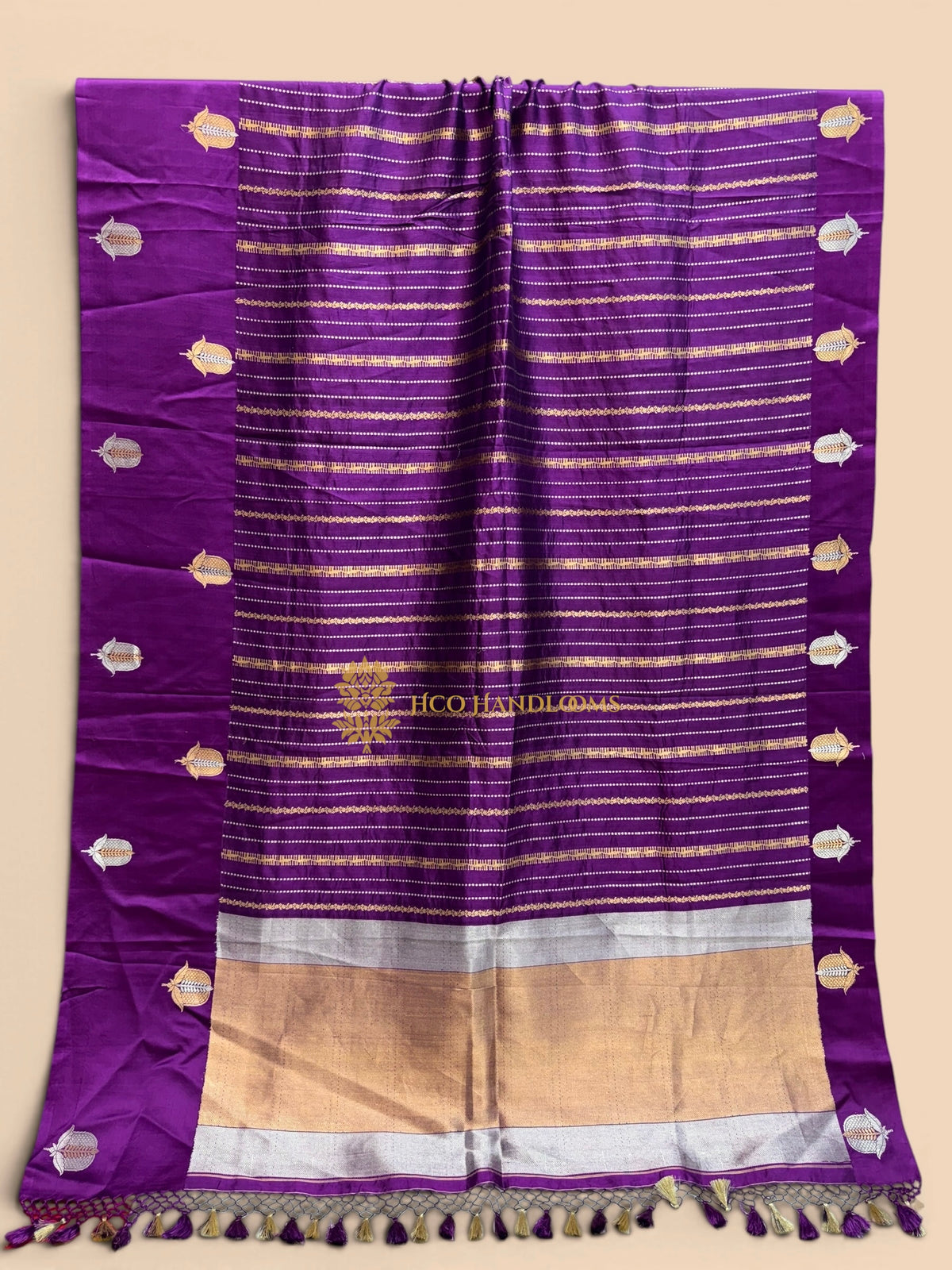 Pure Raw Mango Katan Silk Handloom Banarasi Saree - Zari Lines