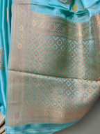 Premium Mashru Crepe Silk Banarasi Saree - All Over Floral Boota