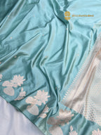 Light Blue Premium Mashru Katan Silk Banarasi Saree - All Over Smnall Motifs