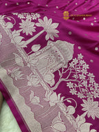 Deep Rani Premium Mashru Katan Silk Banarasi Saree - All Over Dot Motifs And Beautiful Border