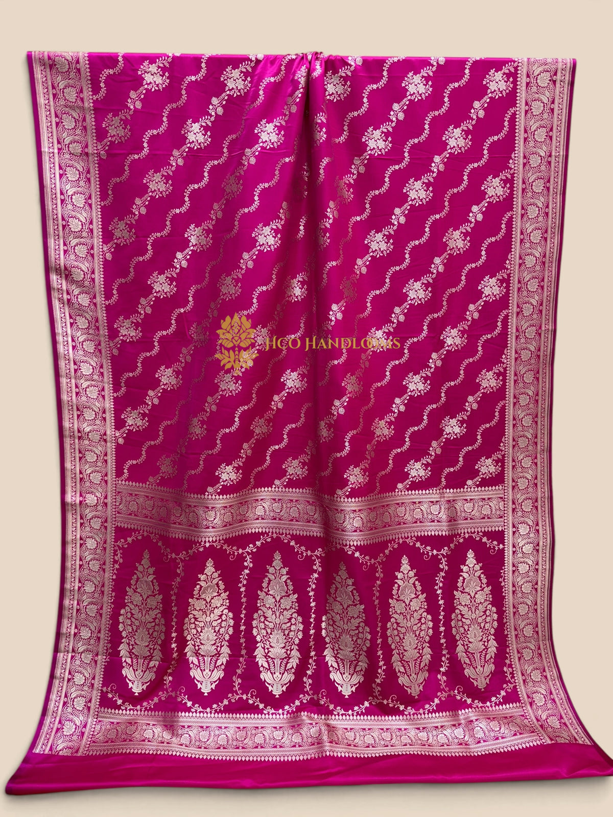 Rani Pink Premium Mashru Katan Silk Banarasi Saree - Lahariya