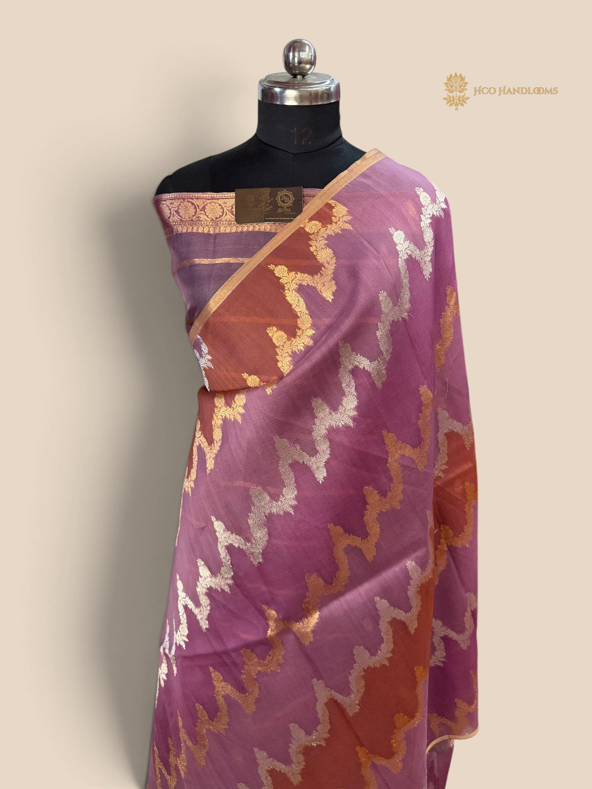 Pure Kora Silk Handloom Banarasi Saree - All Over Lahariya Rangkat