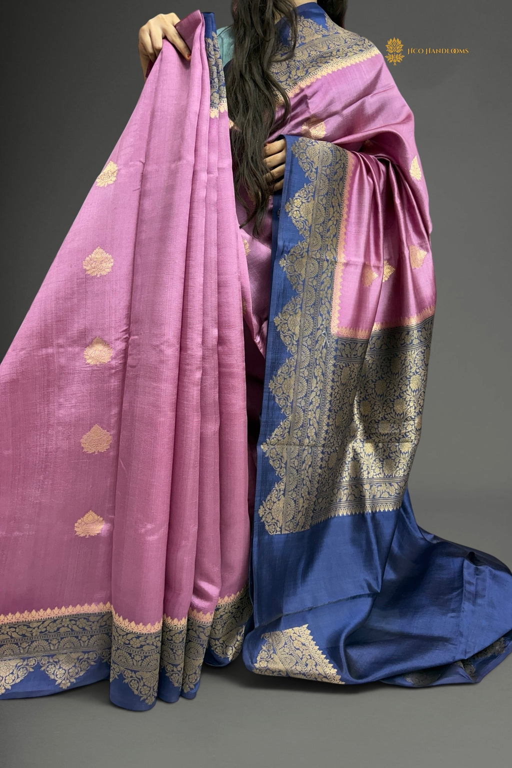 Regal Contrast Pure Mango Katan Silk Handloom Banarasi Saree - All Over Kadhua Motifs