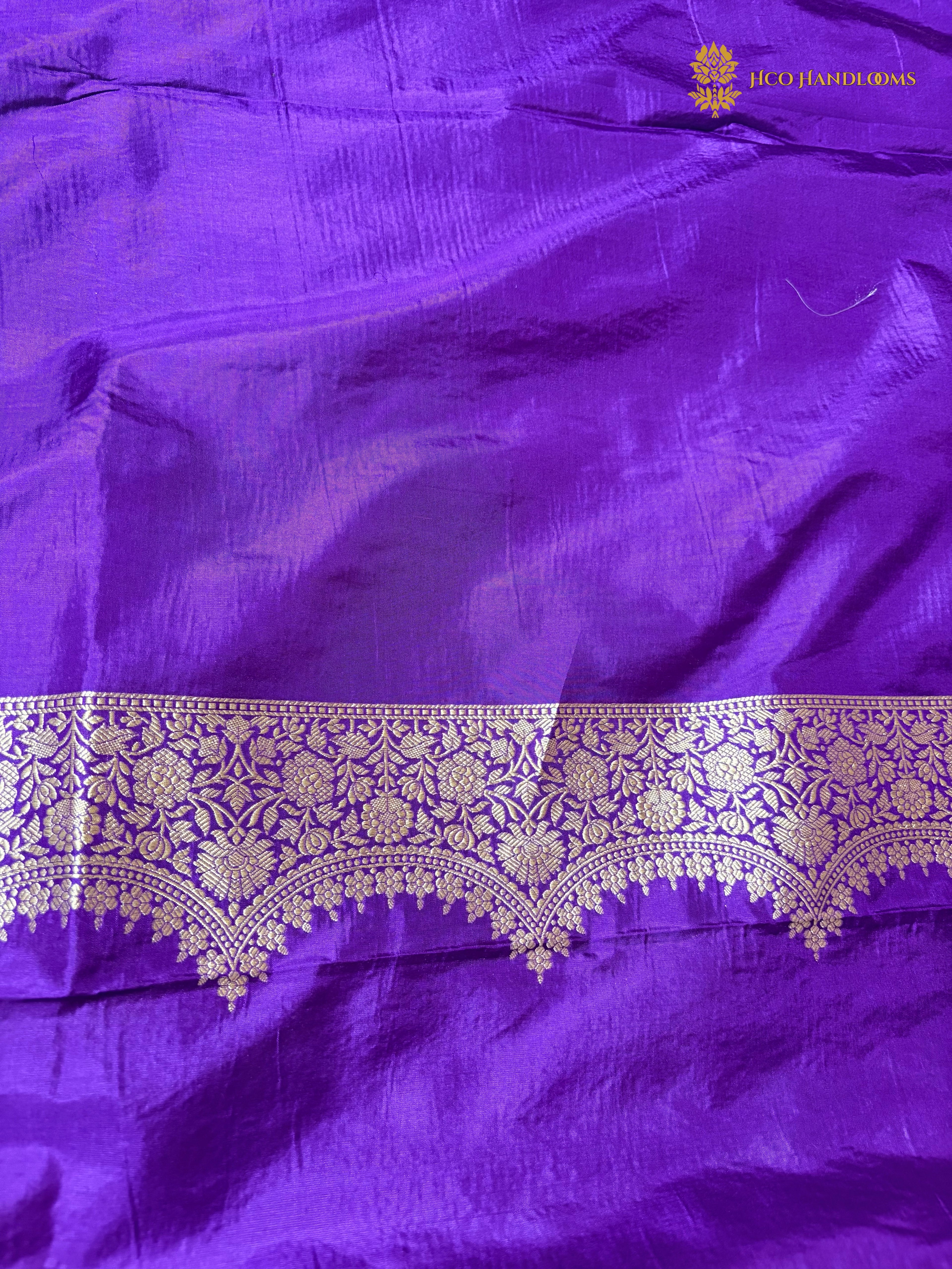 Regal Pure Katan Silk Handloom Cutwork Jangla Meenakari Banarasi Saree