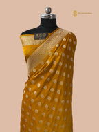 Regal Yellow Premium Mashru Katan Silk Banarasi Saree - All Over Floral Motifs