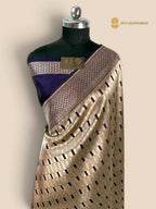 Royal Blue Pure Katan Silk Handloom Banarasi Saree - All Over Geometric Tanchui