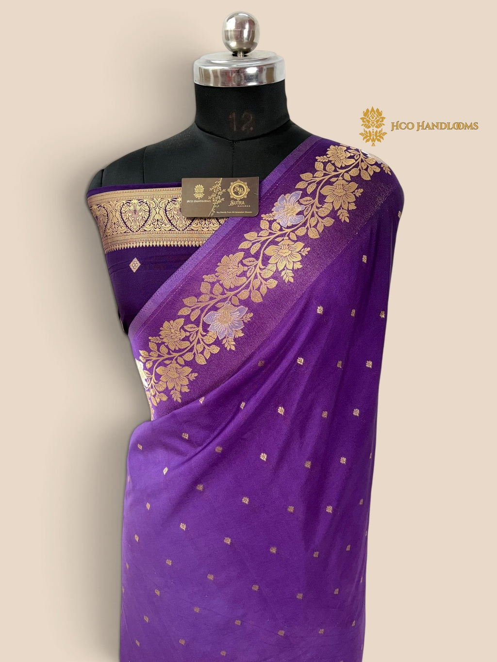 Purple Gradient Premium Soft Silk Banarasi Saree - All Over Motifs