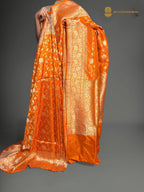 Pure Katan Silk Handloom Banarasi Saree - All Over Floral Jangla