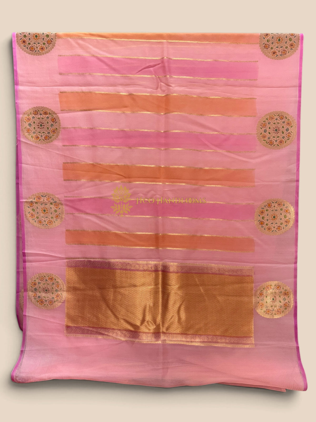 Pink Rangkat Pure Kora Silk Handloom Banarasi Saree