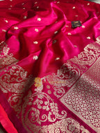 Premium Mashru Katan Silk Banarasi Saree With Floral Motifs