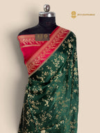 Premium Mashru Crepe Silk Banarasi Saree - All Over Jangla