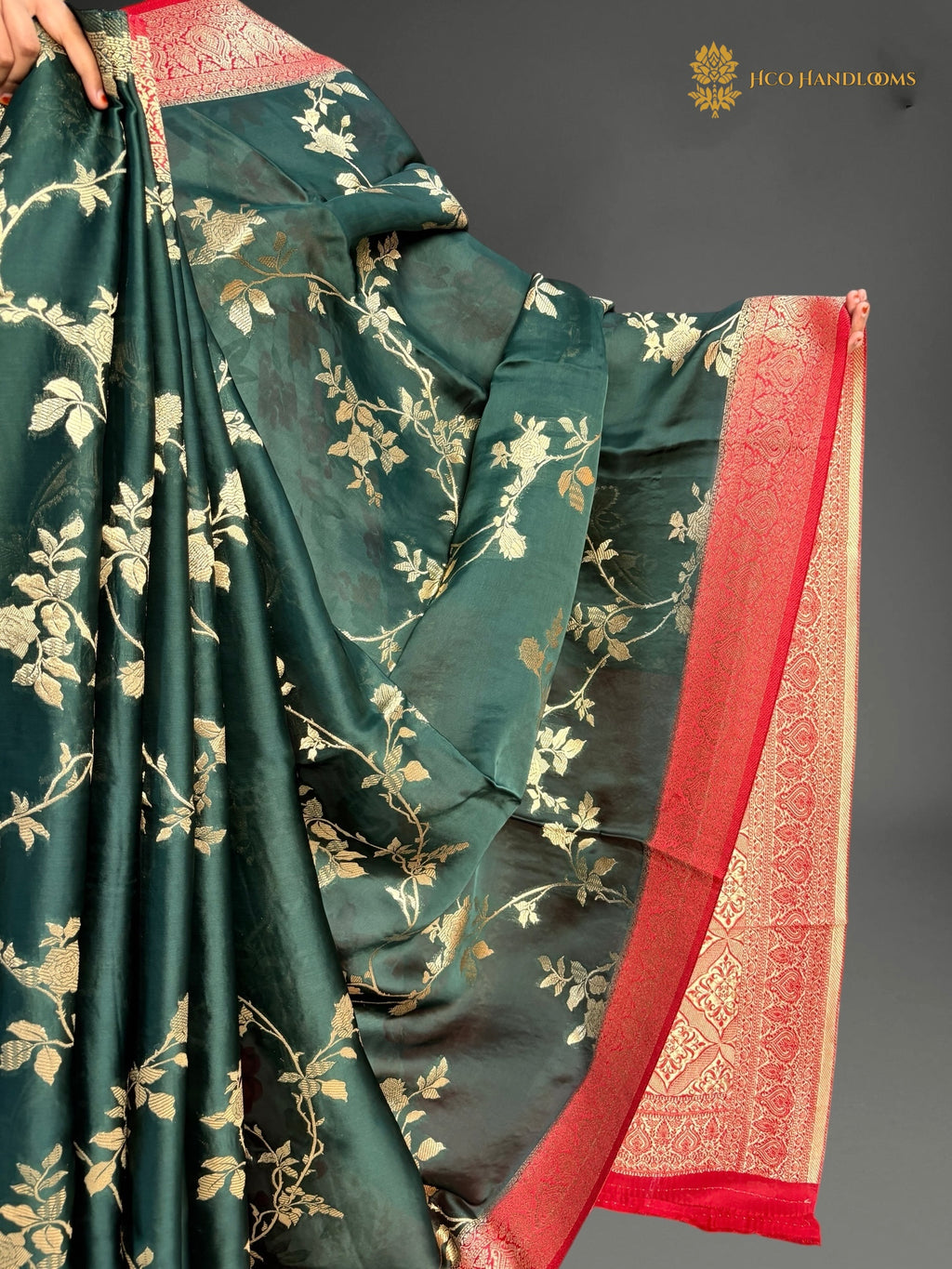 Premium Mashru Crepe Silk Banarasi Saree - All Over Jangla