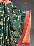 Premium Mashru Crepe Silk Banarasi Saree - All Over Jangla