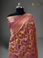 Rangkat Pure Kora Silk Handloom Banarasi saree - All Over Jaal