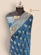 Blue Premium Soft Silk Banarasi Saree - All Over Motifs