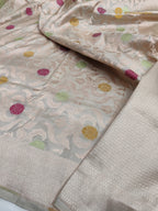 Pastel Blue Pure Katan Silk Handloom Banarasi Saree - All Over Meenakari Brocade Jangla