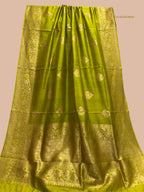 Pure Mango Katan Silk Handloom Banarasi Saree - All Over Kadhua Motifs