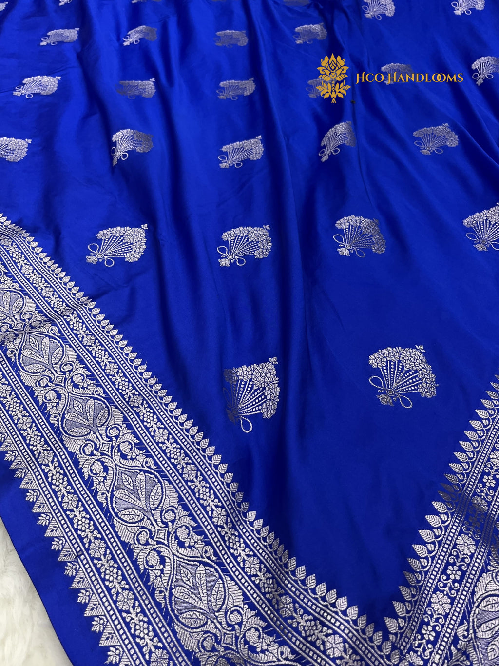 Blue Premium Mashru Katan Silk Banarasi Saree - All Over Motifs