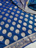 Regal Blue Pure Katan Silk Handloom Banarasi Saree - All Over Motifs