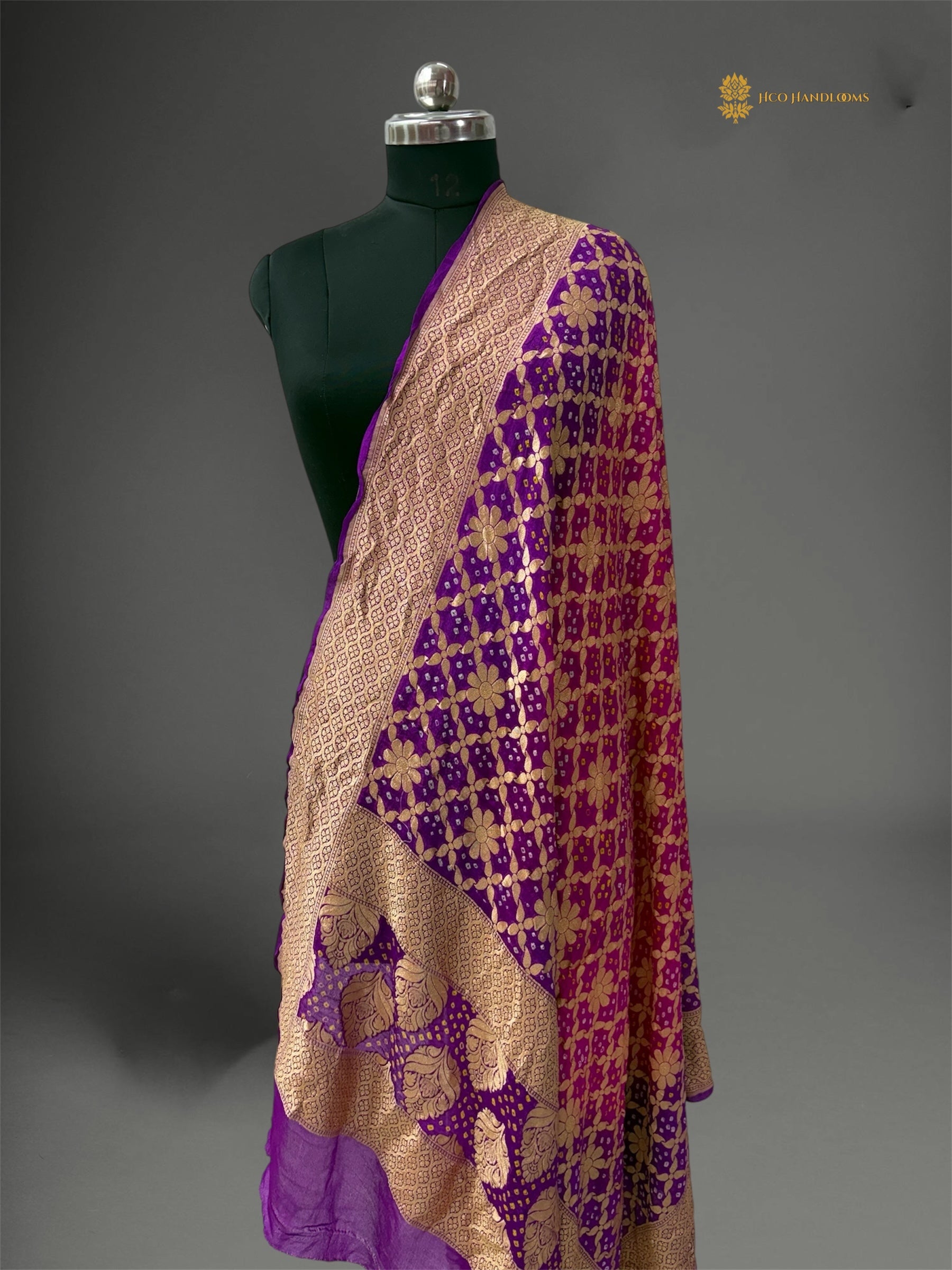 Pure Georgette Banarasi Bandhej Handloom Dupatta