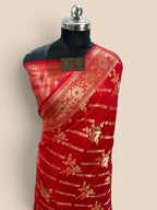 Pure Chiniya Silk Handloom Banarasi Saree With Diagonal Motifs