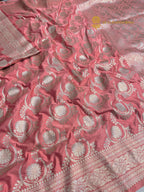 Pink Premium Mashru Katan Silk Banarasi Saree - All Over Jaal