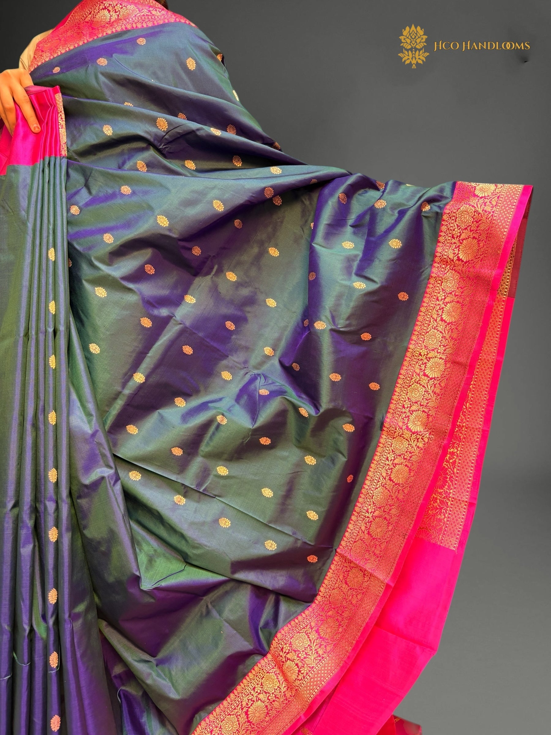 Pure Mango Katan Silk Handloom Banarasi Saree - All Over Kadhua Motifs