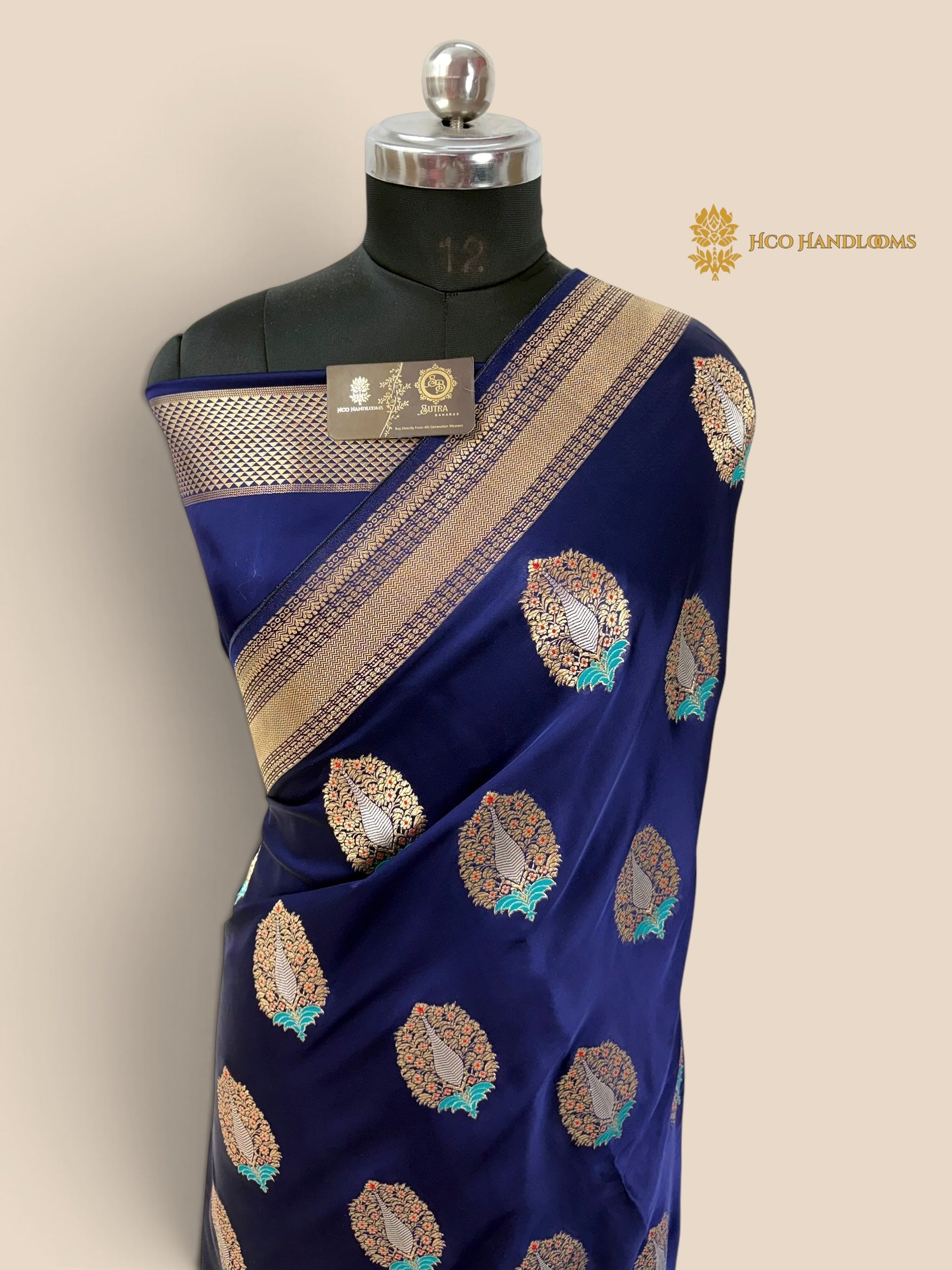 Nita Ambani Premium Mashru Crepe Silk Banarasi Saree - All Over Meenakari Motifs