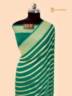 Green Pure Khaddi Georgette Silk Handloom Banarasi Saree