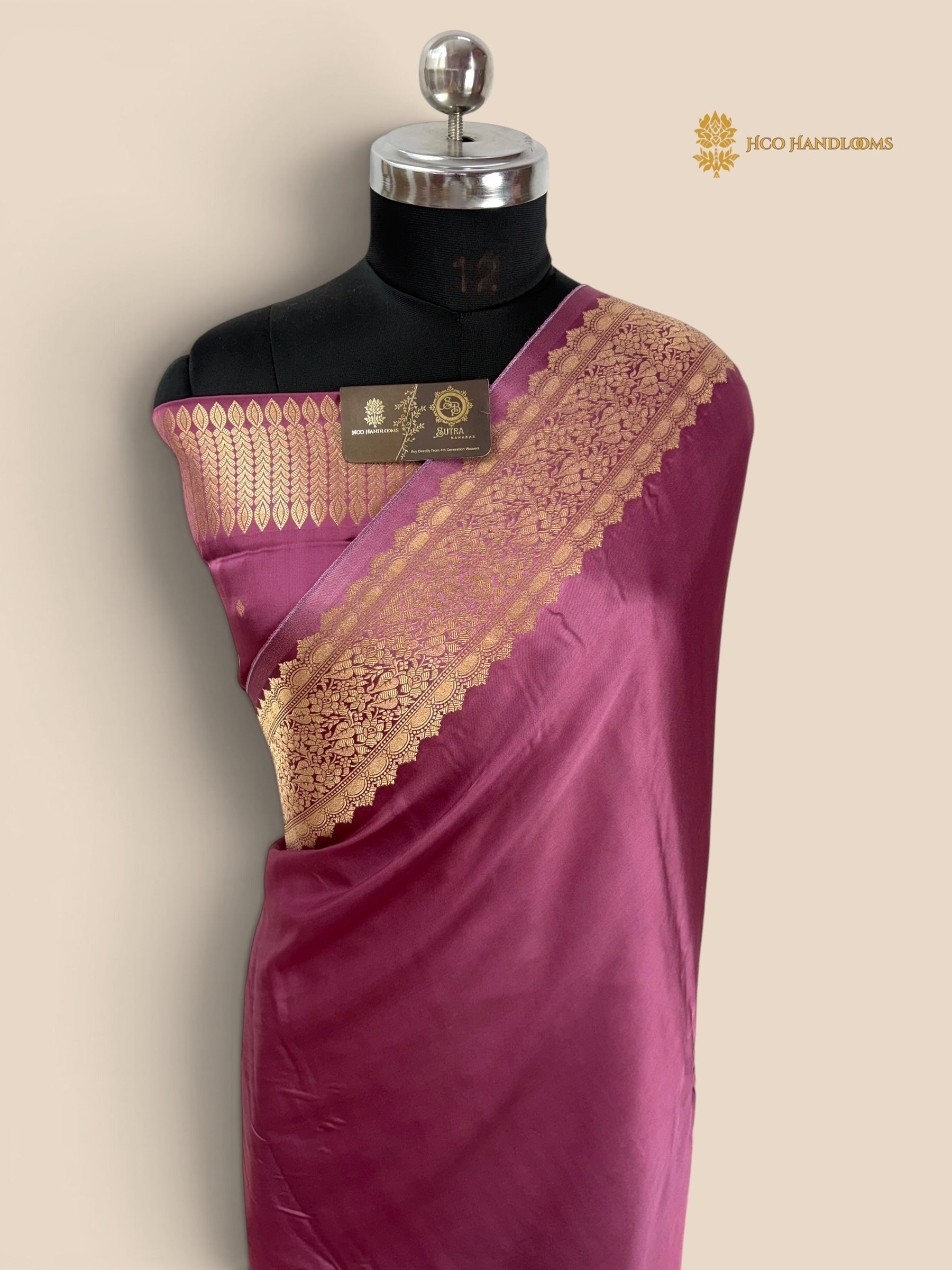 Premium Mashru Crepe Silk Banarasi Saree - All Over Plain Body