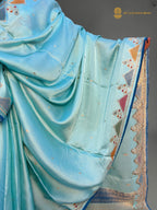 Premium Mashru Crepe Silk Banarasi Saree - All Over Motifs With Meenakari Border