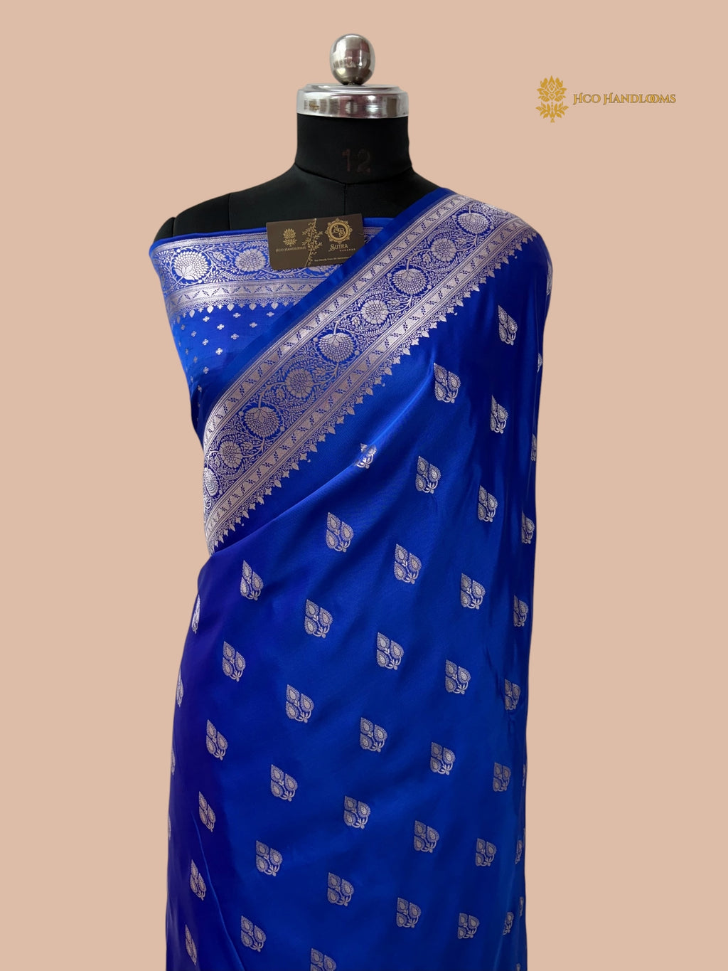 Regal Blue Premium Mashru Katan Silk Banarasi Saree - All Over Floral Motifs