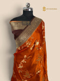 Premium Mashru Crepe Silk Banarasi Saree - All Over Floral Jaal