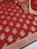 Regal Red Pure Katan Silk Handloom Banarasi Saree - All Over Meenakari Motifs
