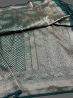 Green Premium Soft Katan Silk Tanchui Brocade Banarasi Saree