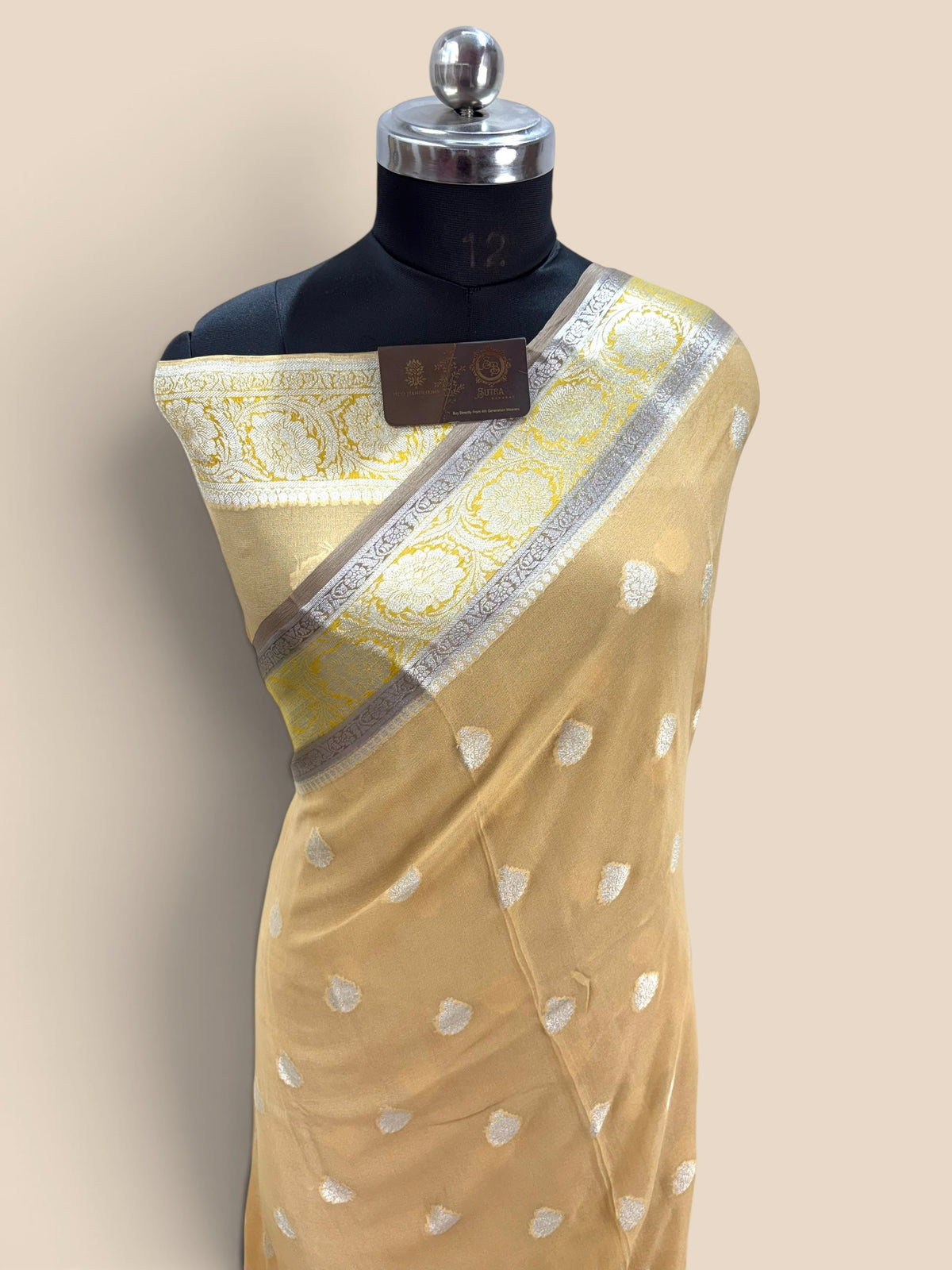 Pure Khaddi Chiffon Silk Banarasi Saree - All Over Motifs