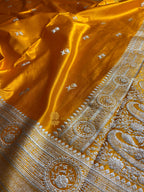 Premium Mashru Katan Silk Banarasi Saree With Floral Motifs
