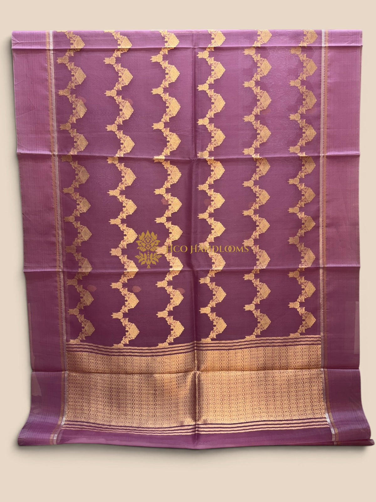 Pure Kora Silk Handloom Banarasi Saree - All Over Kadhua Lahariya