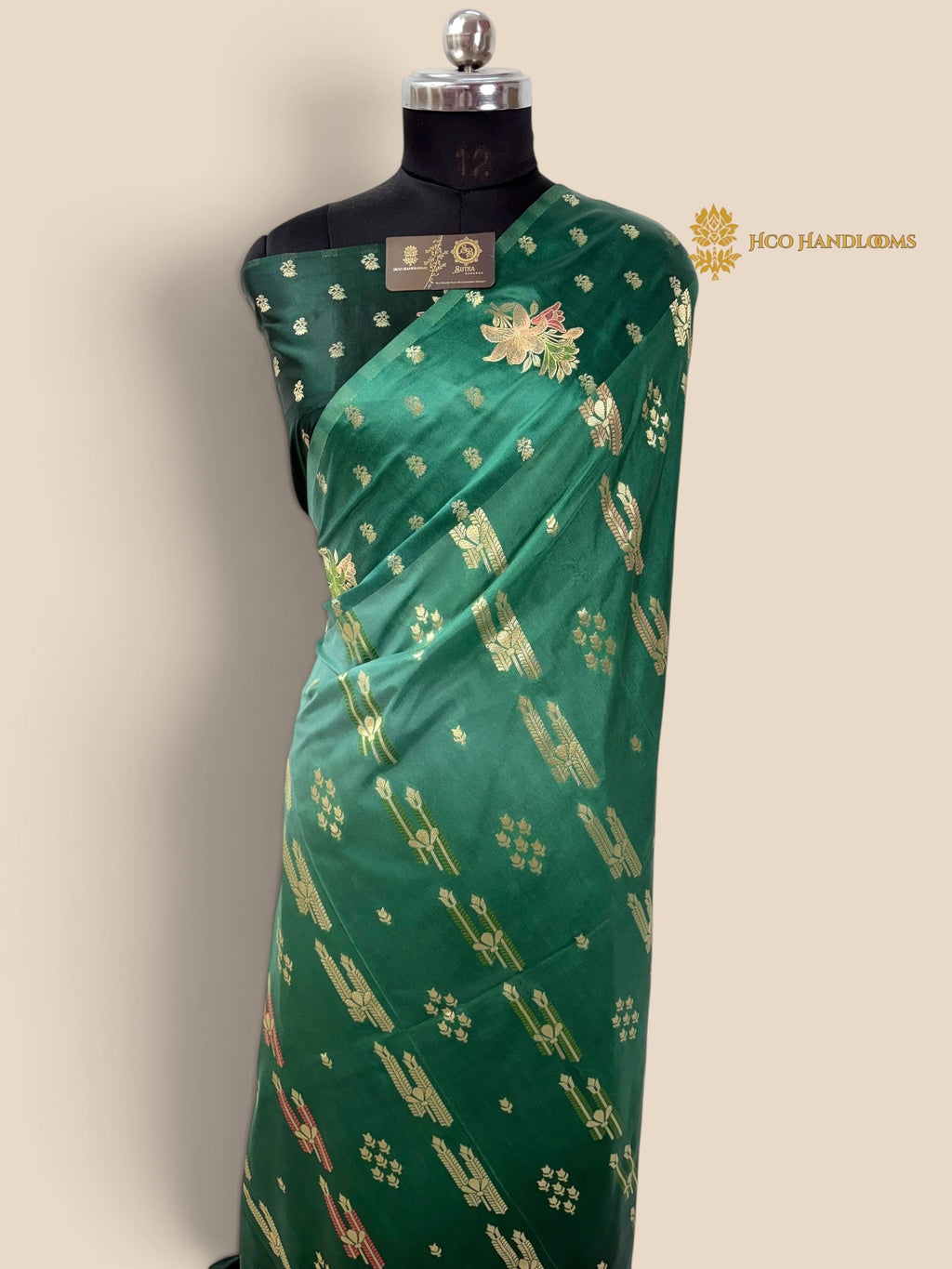 Green Gradient Premium Soft Silk Banarasi Saree - All Over Meenakari Motifs