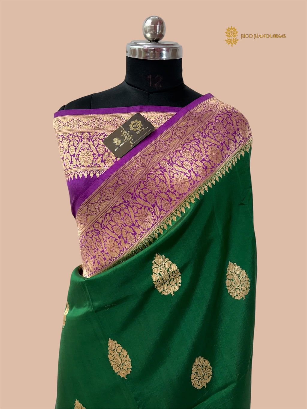 Contrast Pure Mango Katan Silk Handloom Banarasi Saree - All Over Kadua Motifs
