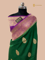 Contrast Pure Mango Katan Silk Handloom Banarasi Saree - All Over Kadua Motifs