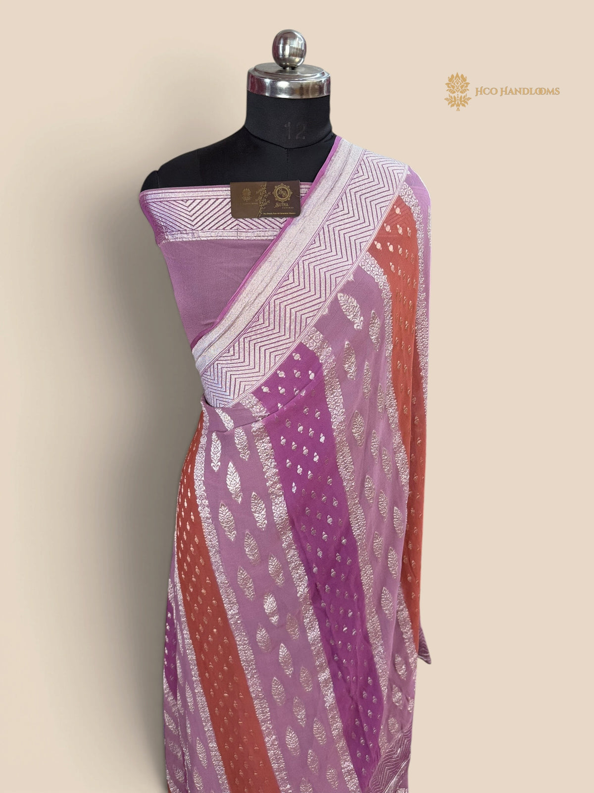 Rangkat Pure Khaddi Georgette Handloom Banarasi Saree - Water Zari