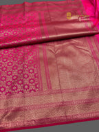 Hot Pink Premium Soft Katan Silk Tanchui Brocade Banarasi Saree