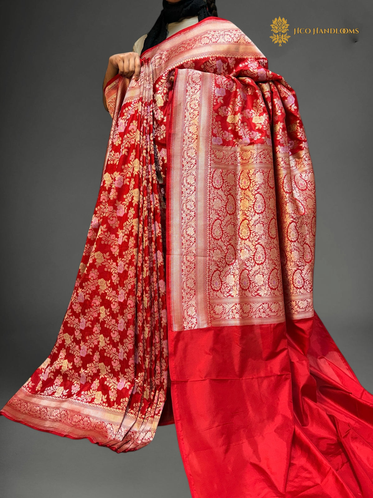 Pure Katan Silk Handloom Banarasi Saree - All Over Meenakari Jangla
