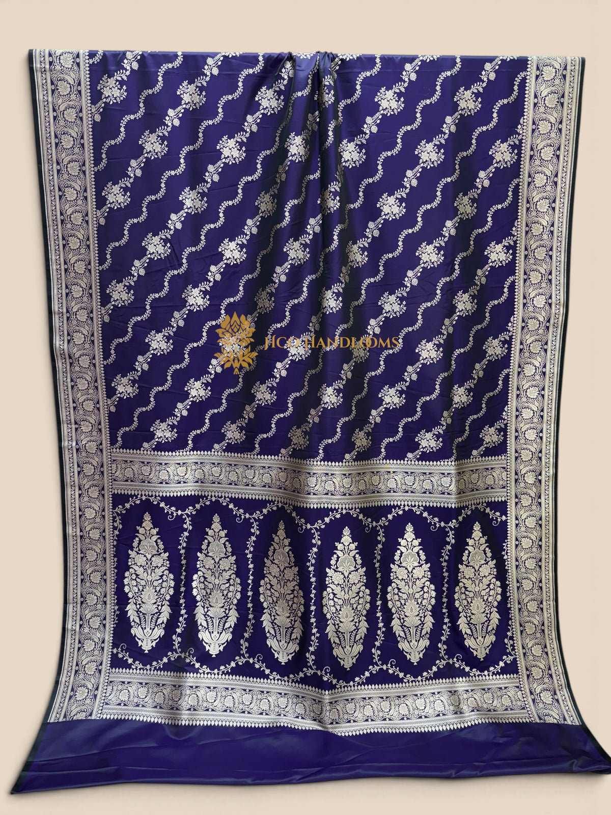 Dark Blue Premium Mashru Katan Silk Banarasi Saree - Lahariya