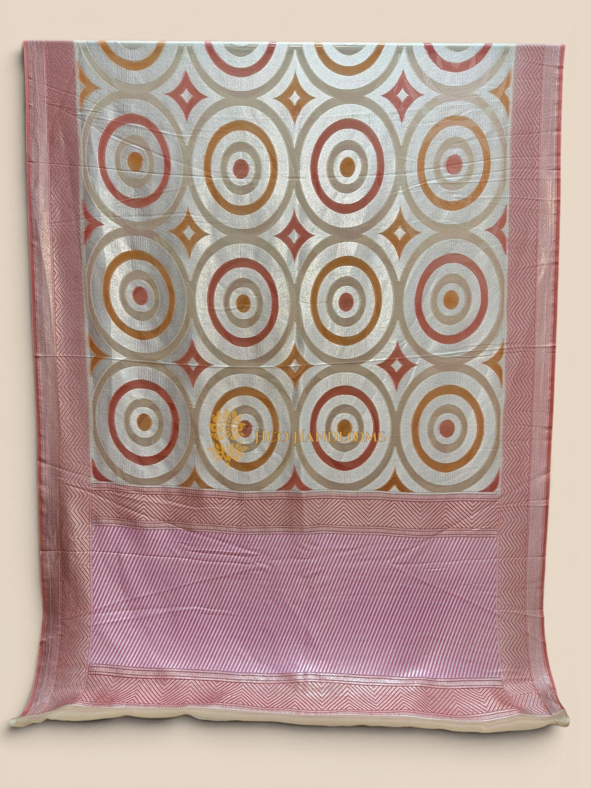 Rangkat Pure Khaddi Geogette Handloom Banarasi Saree - Spherical Pattern